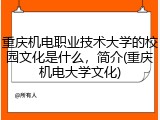 重庆机电职业技术大学的校园文化是什么，简介(重庆机电大学文化)