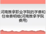 河南推拿职业学院的学费和住宿费明细(河南推拿学院费用)