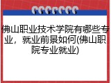 佛山职业技术学院有哪些专业，就业前景如何(佛山职院专业就业)