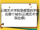 云南艺术学院是哪里的学校，在哪个城市(云南艺术学院在哪)