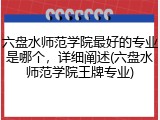 六盘水师范学院最好的专业是哪个，详细阐述(六盘水师范学院王牌专业)