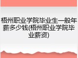 梧州职业学院毕业生一般年薪多少钱(梧州职业学院毕业薪资)