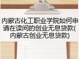 内蒙古化工职业学院如何申请在读间的创业无息贷款(内蒙古创业无息贷款)