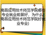 南昌应用技术师范学院哪些专业就业前景好，为什么(南昌应用技术师范学院好就业专业)