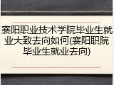 襄阳职业技术学院毕业生就业大致去向如何(襄阳职院毕业生就业去向)