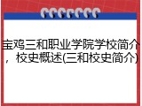 宝鸡三和职业学院学校简介，校史概述(三和校史简介)