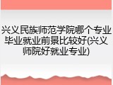 兴义民族师范学院哪个专业毕业就业前景比较好(兴义师院好就业专业)