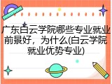 广东白云学院哪些专业就业前景好，为什么(白云学院就业优势专业)