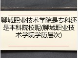 聊城职业技术学院是专科还是本科院校呢(聊城职业技术学院学历层次)