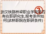 武汉铁路桥梁职业学院是否有在职研究生,报考条件如何(武桥职院在职研条件)
