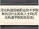 河北轨道运输职业技术学院有出过什么知名人士吗(河北轨道学院知名校友)