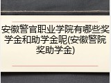 安徽警官职业学院有哪些奖学金和助学金呢(安徽警院奖助学金)