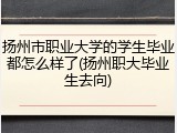扬州市职业大学的学生毕业都怎么样了(扬州职大毕业生去向)