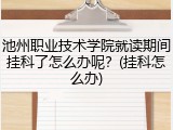 池州职业技术学院就读期间挂科了怎么办呢？(挂科怎么办)