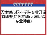 天津城市职业学院专业开设有哪些,特色在哪(天津职院专业特色)