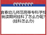 宜春幼儿师范高等专科学校就读期间挂科了怎么办呢？(挂科怎么办)