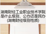 湖南财经工业职业技术学院是什么级别，公办还是民办(湖南财经级别性质)