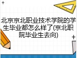 北京京北职业技术学院的学生毕业都怎么样了(京北职院毕业生去向)