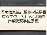 河南信息统计职业学院是否有双学位,为什么(河南统计学院双学位原因)