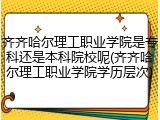 齐齐哈尔理工职业学院是专科还是本科院校呢(齐齐哈尔理工职业学院学历层次)