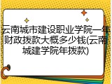 云南城市建设职业学院一年财政拨款大概多少钱(云南城建学院年拨款)
