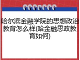 哈尔滨金融学院的思想政治教育怎么样(哈金融思政教育如何)