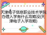 天津电子信息职业技术学院办理入学有什么攻略没(天津电子入学攻略)