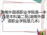 湖南外国语职业学院是一本还是本科第二批(湖南外国语职业学院是几本)