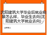 沈阳建筑大学毕业后就业前景怎么样，毕业生去向(沈阳建筑大学就业去向)