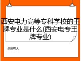 西安电力高等专科学校的王牌专业是什么(西安电专王牌专业)