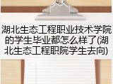 湖北生态工程职业技术学院的学生毕业都怎么样了(湖北生态工程职院学生去向)
