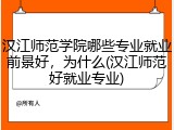 汉江师范学院哪些专业就业前景好，为什么(汉江师范好就业专业)