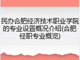 民办合肥经济技术职业学院的专业设置概况介绍(合肥经职专业概览)