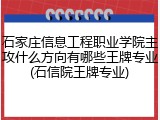 石家庄信息工程职业学院主攻什么方向有哪些王牌专业(石信院王牌专业)