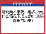 湖北美术学院占地多少亩，什么情况下成立(湖北美院面积与历史)