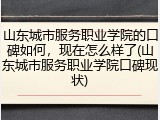 山东城市服务职业学院的口碑如何，现在怎么样了(山东城市服务职业学院口碑现状)