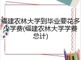 福建农林大学到毕业要花多少学费(福建农林大学学费总计)