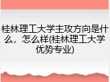 桂林理工大学主攻方向是什么，怎么样(桂林理工大学优势专业)