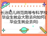 长治幼儿师范高等专科学校毕业生就业大致去向如何(毕业生就业去向)