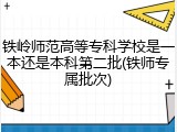 铁岭师范高等专科学校是一本还是本科第二批(铁师专属批次)