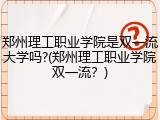 郑州理工职业学院是双一流大学吗?(郑州理工职业学院双一流？)