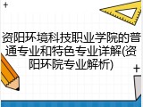 资阳环境科技职业学院的普通专业和特色专业详解(资阳环院专业解析)