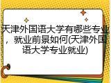 天津外国语大学有哪些专业，就业前景如何(天津外国语大学专业就业)