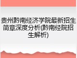 贵州黔南经济学院最新招生简章深度分析(黔南经院招生解析)