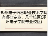 郑州电子信息职业技术学院有哪些专业，几个校区(郑州电子学院专业校区)