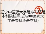 辽宁中医药大学是专科还是本科院校呢(辽宁中医药大学是专科还是本科)