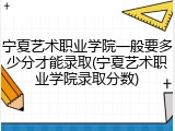 宁夏艺术职业学院一般要多少分才能录取(宁夏艺术职业学院录取分数)