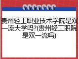 贵州轻工职业技术学院是双一流大学吗?(贵州轻工职院是双一流吗)