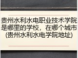 贵州水利水电职业技术学院是哪里的学校，在哪个城市(贵州水利水电学院地址)