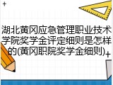 湖北黄冈应急管理职业技术学院奖学金评定细则是怎样的(黄冈职院奖学金细则)